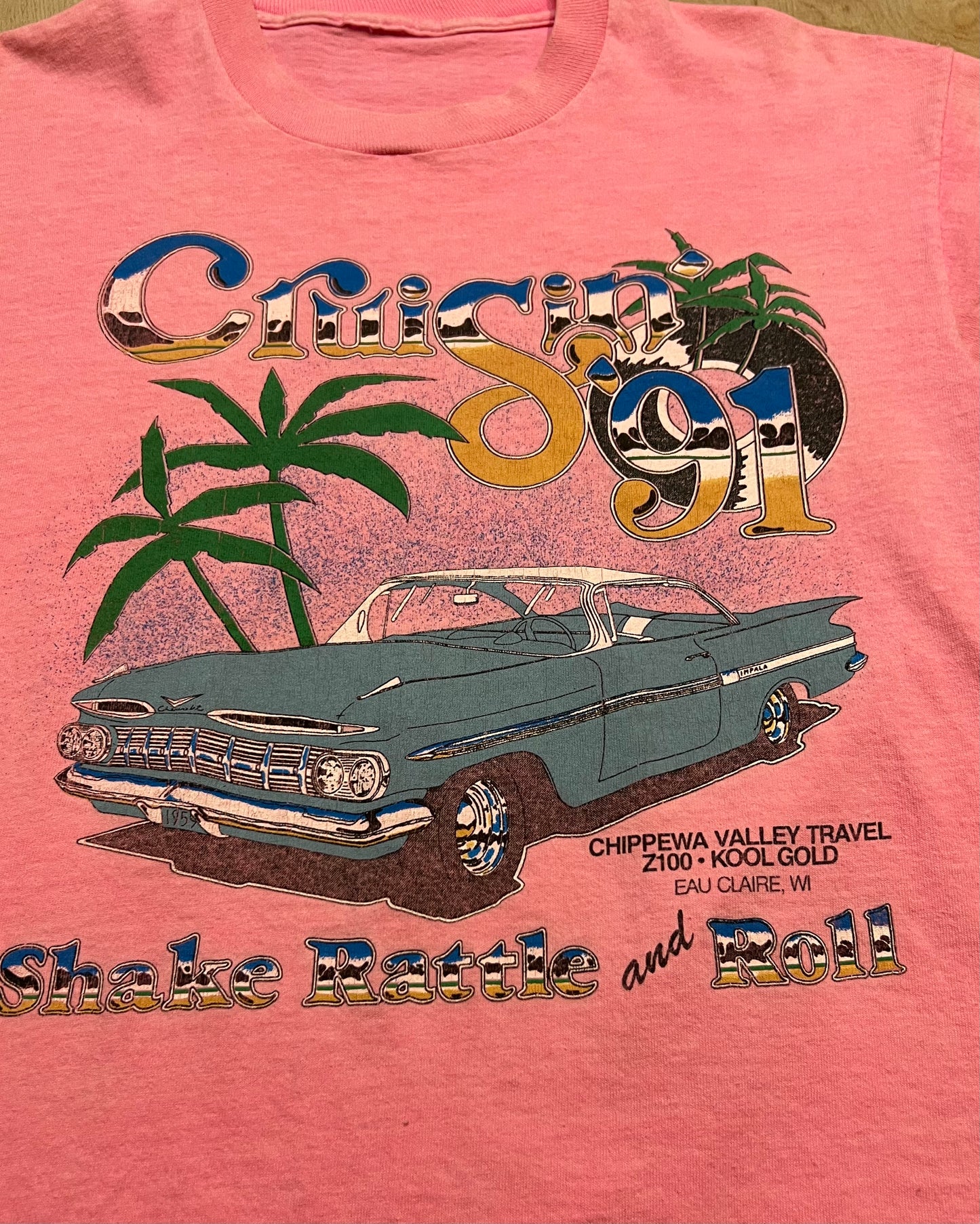 1991 Cruisin Eau Claire "Shake Rattle & Roll" Single Stitch T-Shirt