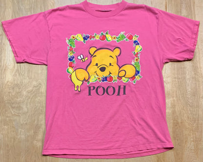 Vintage Pooh and Fruit Square Pink T-Shirt