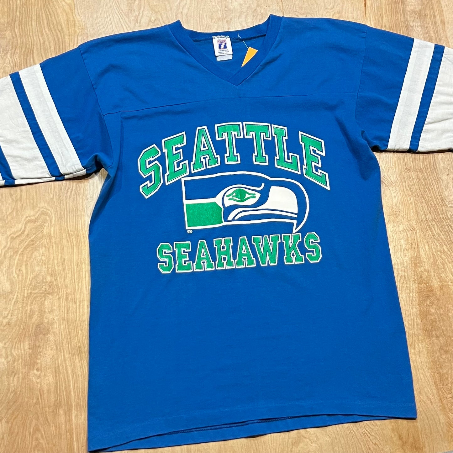 Vintage Seattle Seahawks Logo 7 Single Stitch T-Shirt