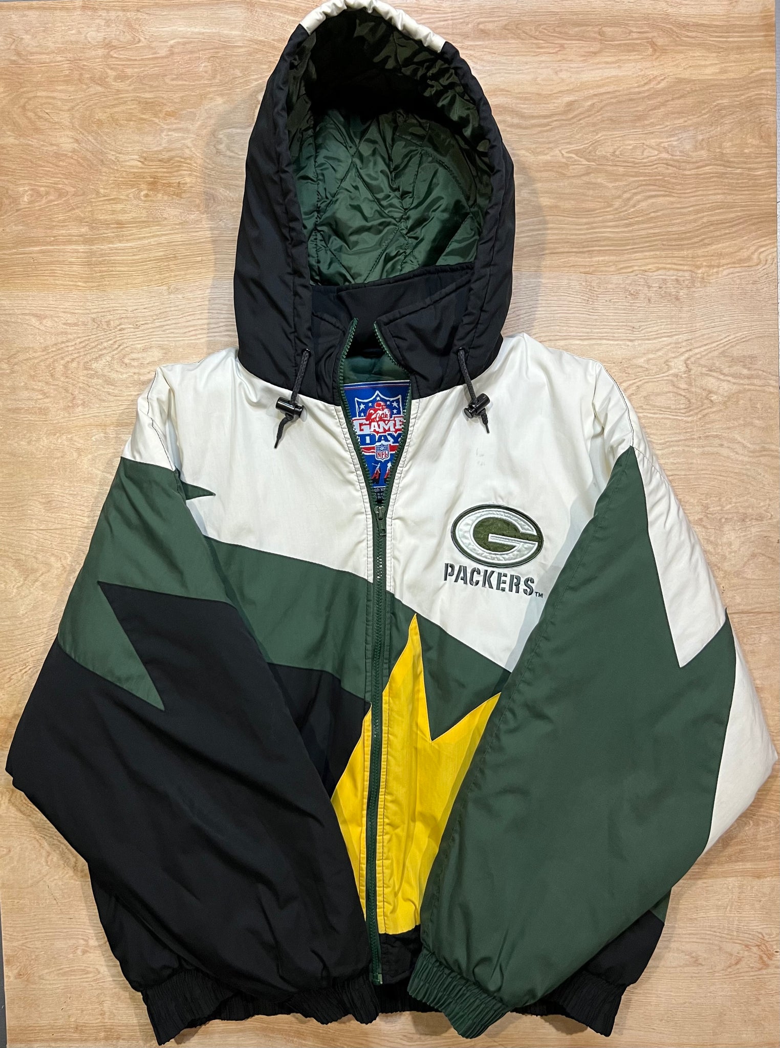 Green Bay Packers Vintage Windbreaker Jacket Size L Game Day Logo