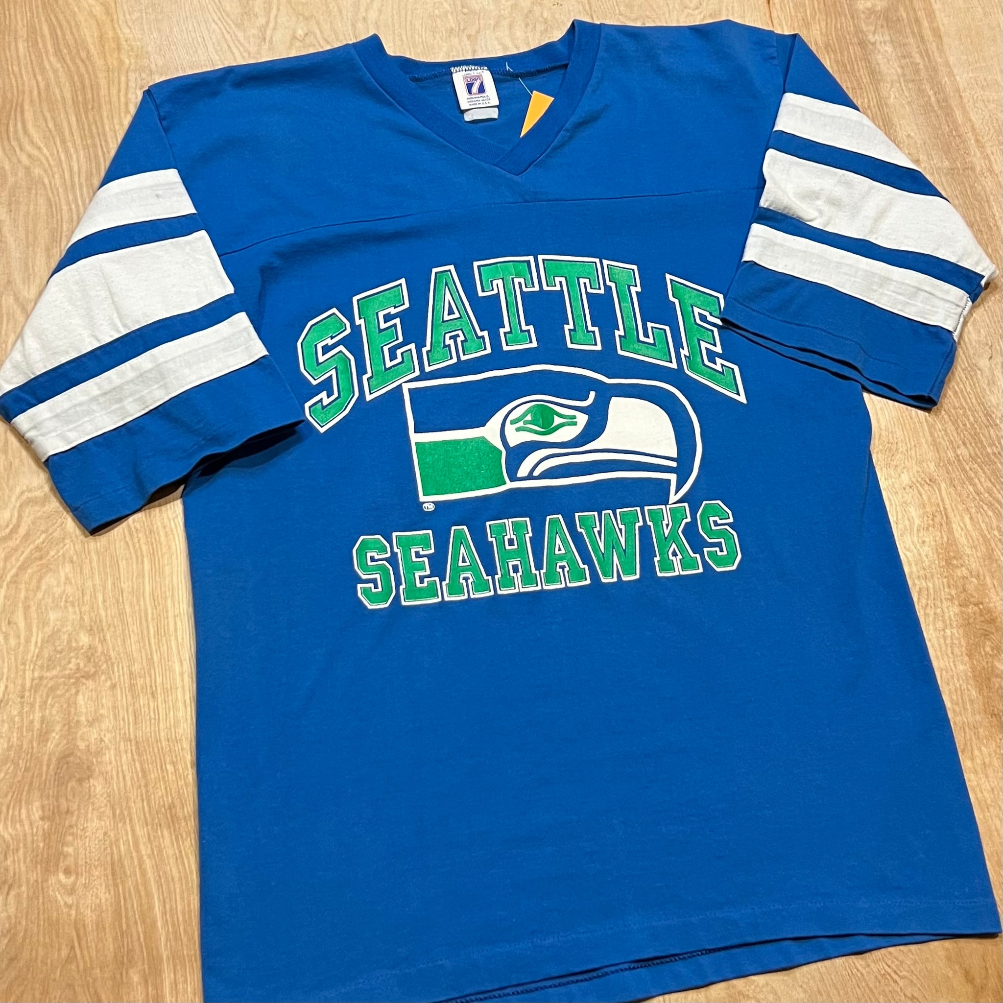 Vintage Seattle Seahawks Logo 7 Single Stitch T-Shirt