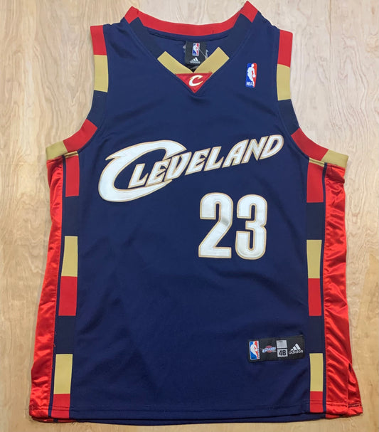 Throwback Lebron James Cleveland Cavaliers Navy Adidas #23 Stitched Jersey