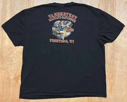 Harley Davidson Flaming Skull Peshtigo, WI T-Shirt
