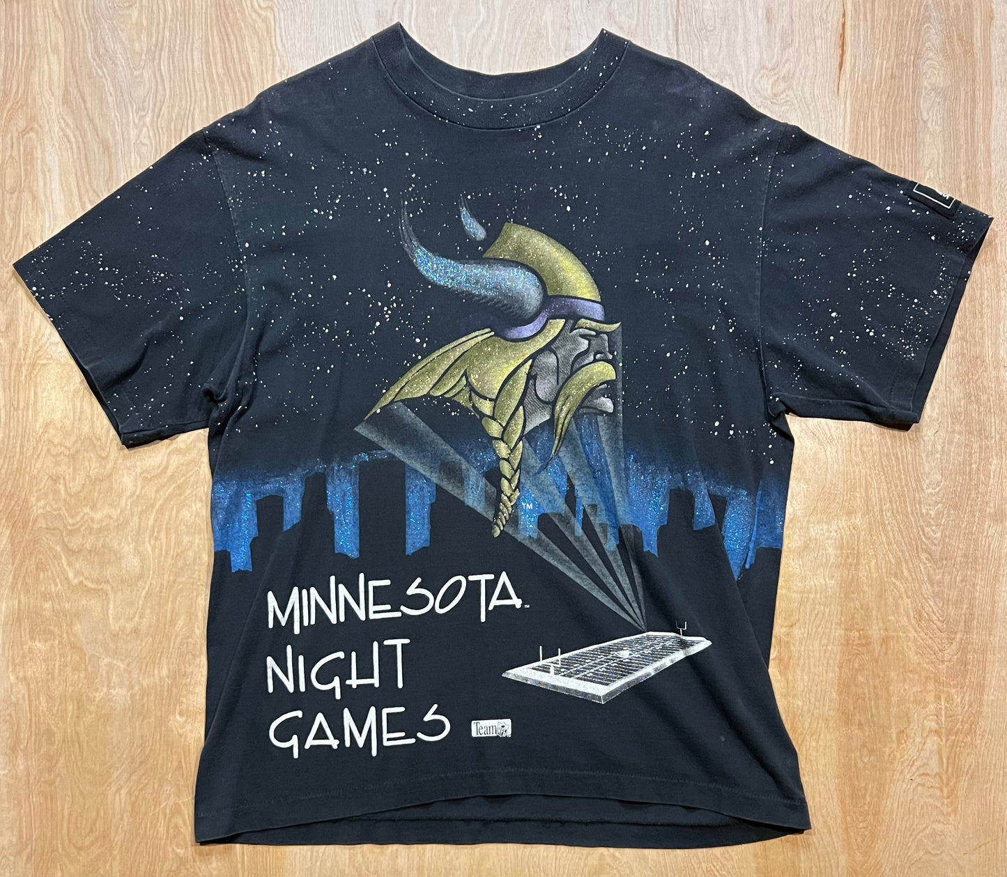 Rare Vintage Minnesota Viking "Night Games" AOP Single Stitch Starter T-Shirt