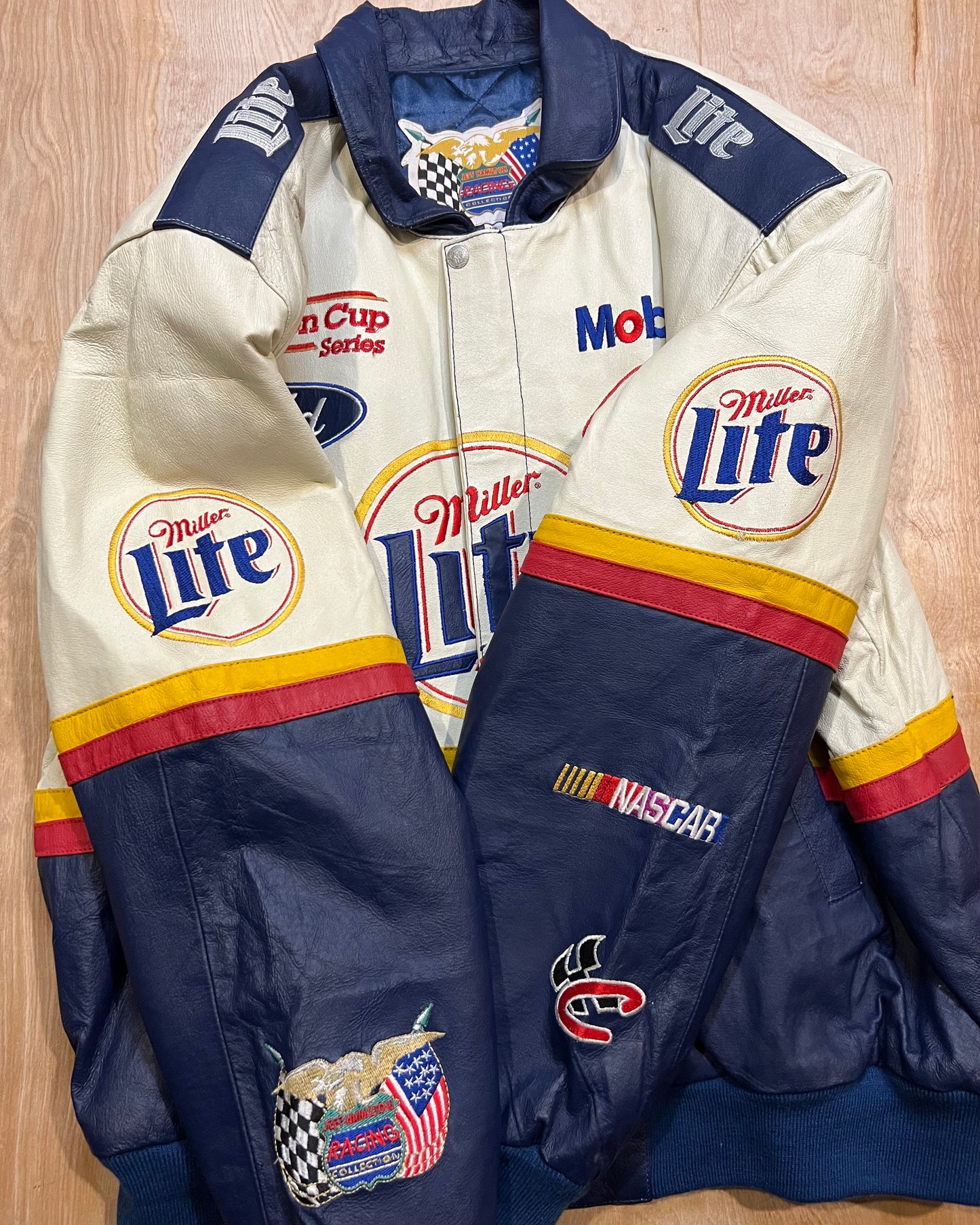 Vintage Rusty Wallace Miller Lite Winston Cup Series Leather Racing Jacket