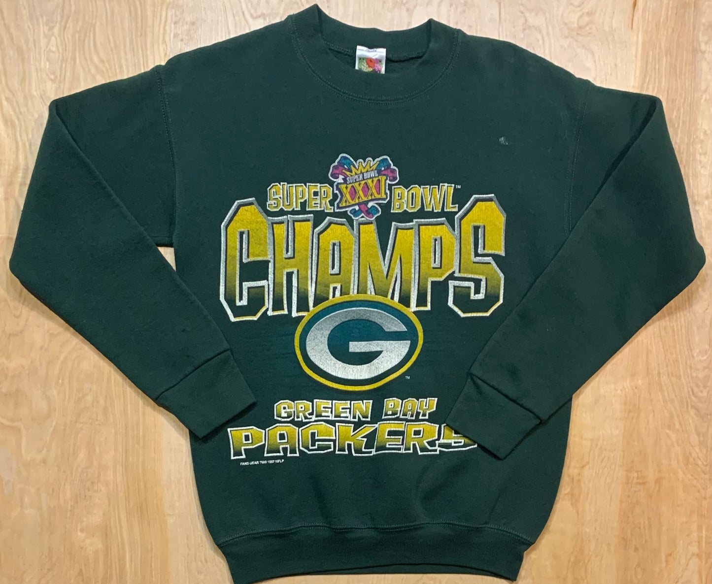 1997 Green Bay Packers Super Bowl Champions Green Crewneck