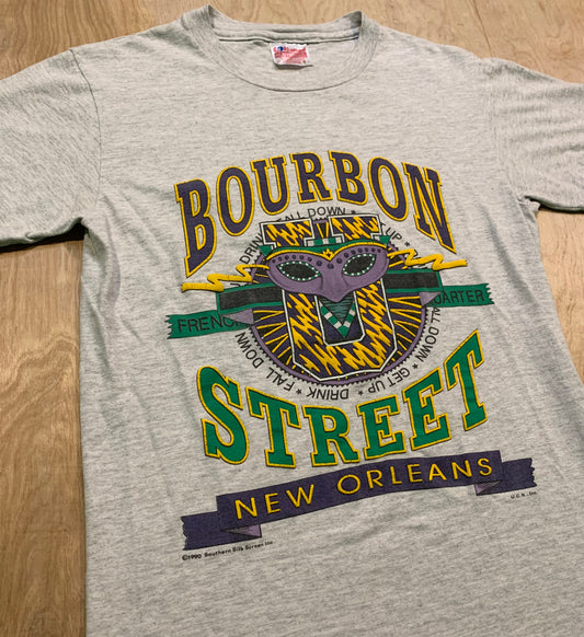 1990 Bourbon Street New Orleans Grey T-Shirt