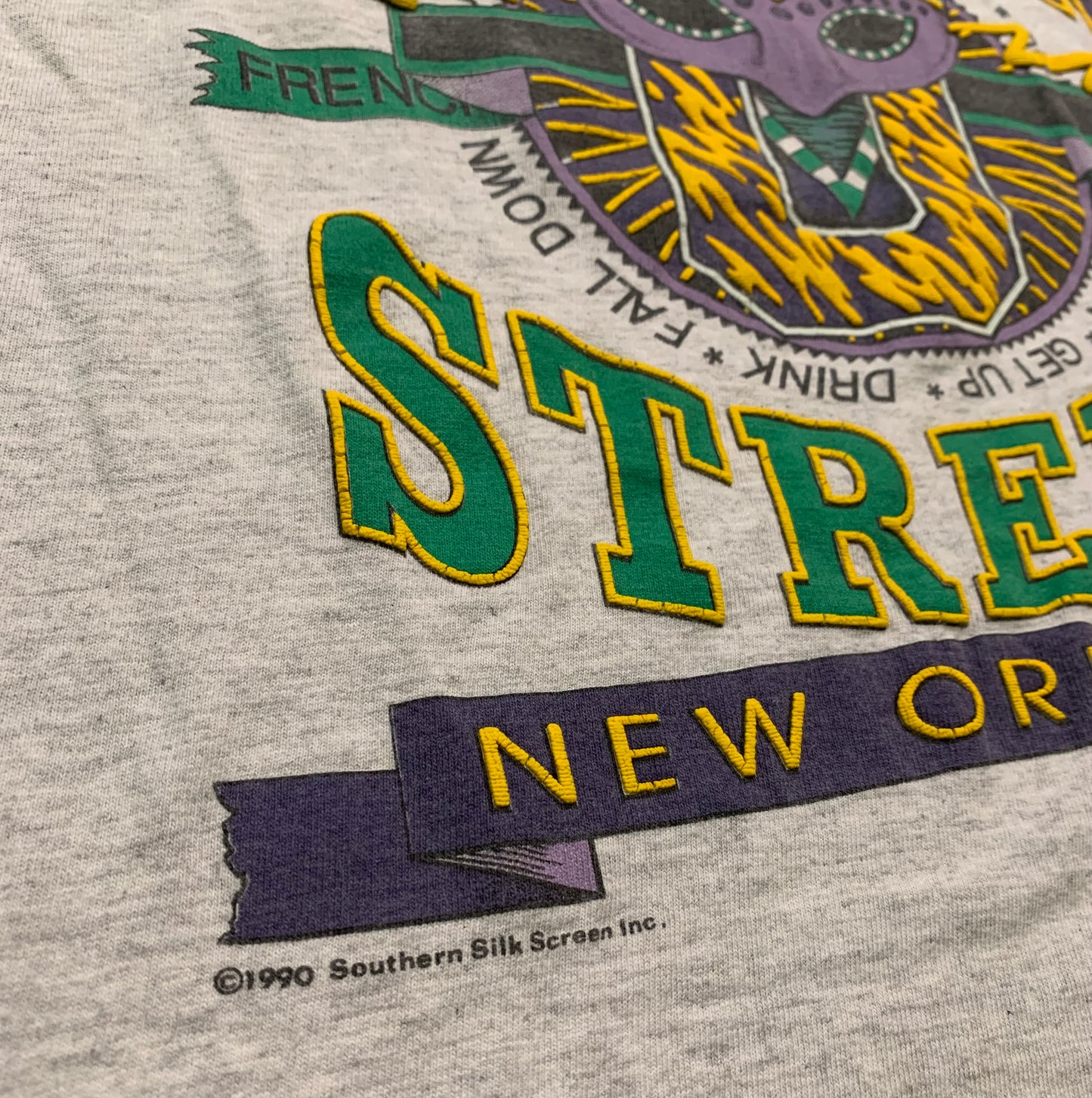 1990 Bourbon Street New Orleans Grey T-Shirt