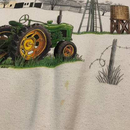 Vintage Green Tractor and Farm White Crewneck