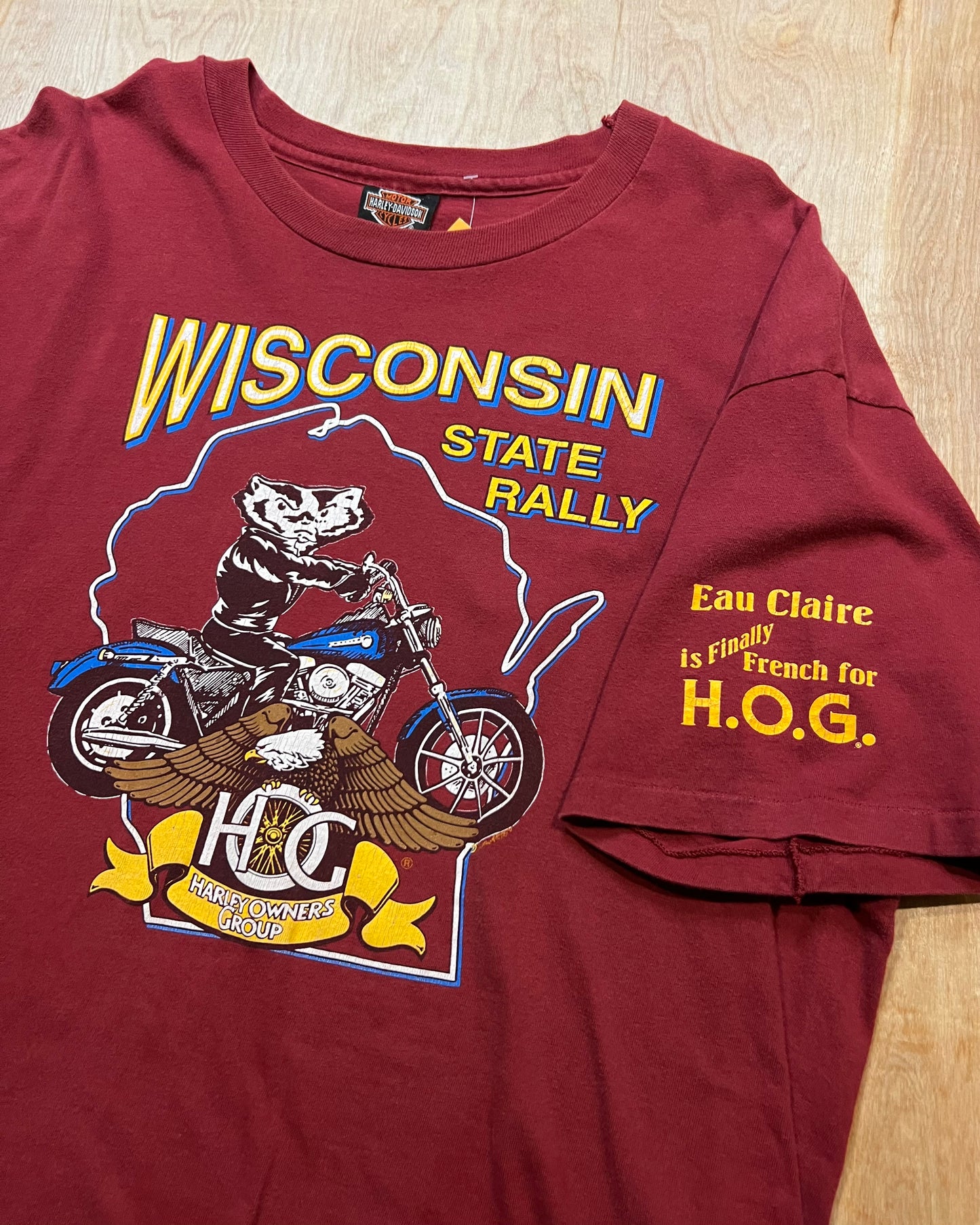 1996 Harley Davidson Owners Group State Rally Eau Claire, WI Single Stitch T-Shirt