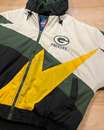 Vintage Green Bay Packers Game Day Sharktooth Game Day Puffer Jacket