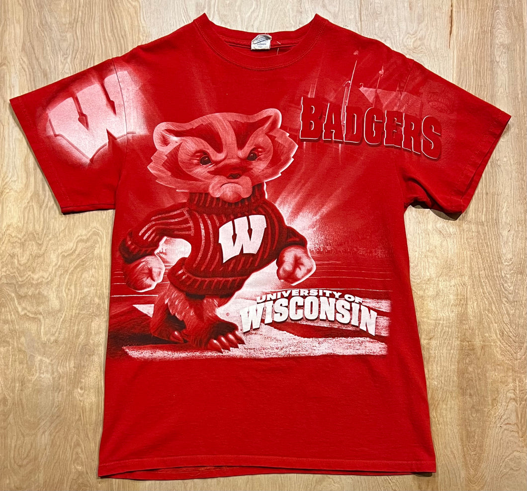 Vintage University Of Wisconsin Badgers AOP Graphic T-Shirt