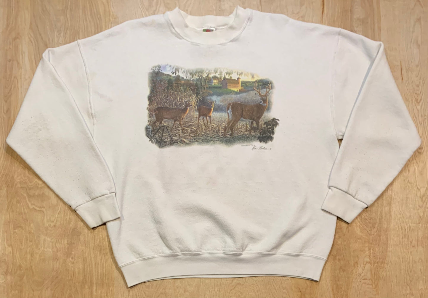 Corn Field and Whitetail Deer Scene Crewneck