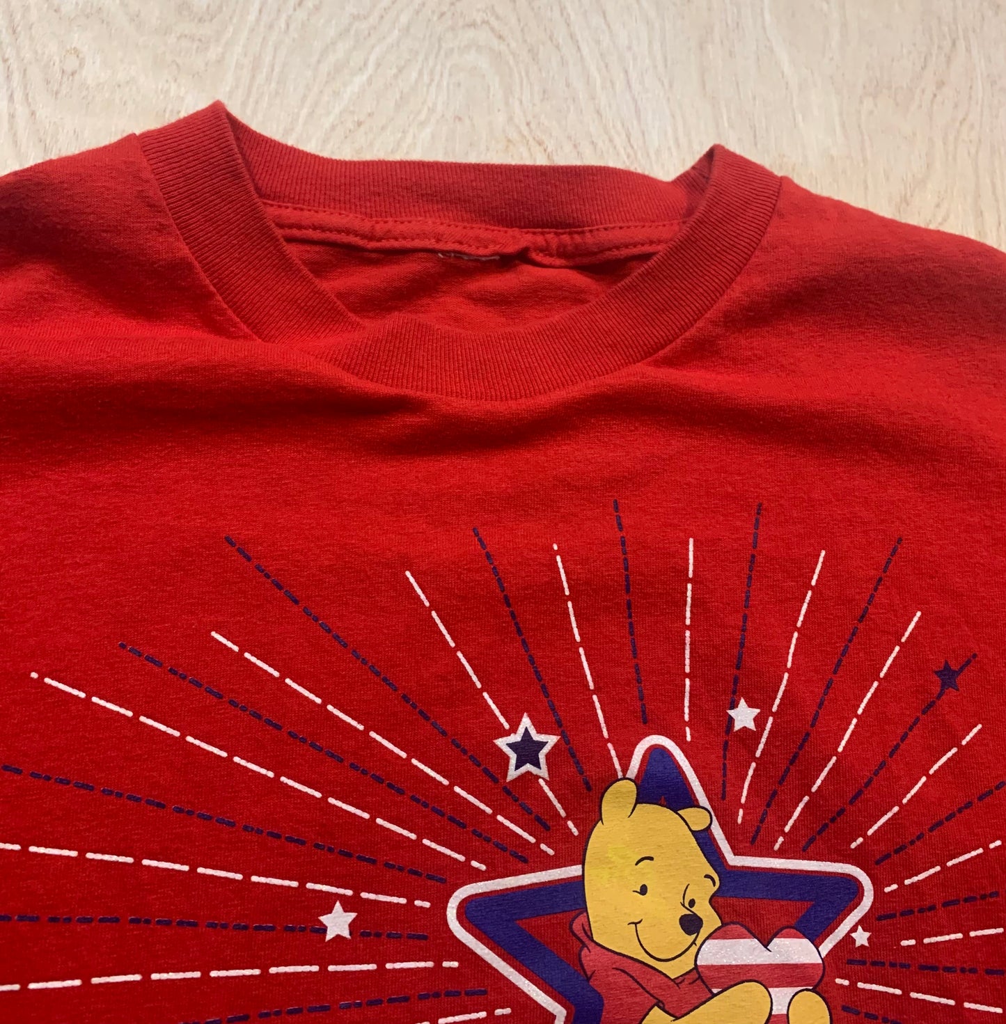 Vintage Winnie-The-Pooh Red White and Blue Starts T-Shirt